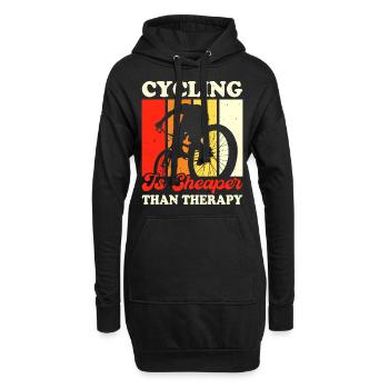 Cycling Is Cheaper Than Therapy - Hoodie-Kleid - Schwarz - Vorne