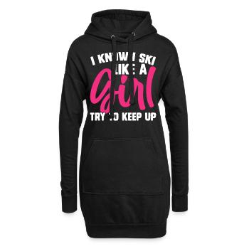 Ski Skifahren Skifahrer - Hoodie-Kleid - Schwarz - Vorne