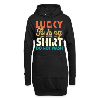 Chemise de pêche porte-bonheur - Sweat-shirt à capuche long Femme - noir - Devant