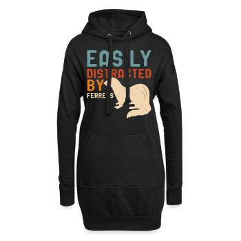 Frettchen - Hoodie-Kleid - Schwarz - Vorne