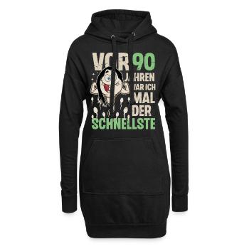 90. Geburtstag 90 Jahre War Ich Mal Der Schnellste - Hoodie-Kleid - Schwarz - Vorne