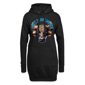JUST FCKNG DANCE - Cool Cow with Headphones! - Hoodie Dress - black - Front