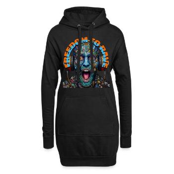 FREEDOM TO RAVE - Crazy Dude with Headphones! - Hoodie Dress - black - Front