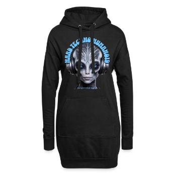 HARD TECHNO HUMANOID – Cool Grey Dude Headphones! - Hoodie Dress - black - Front