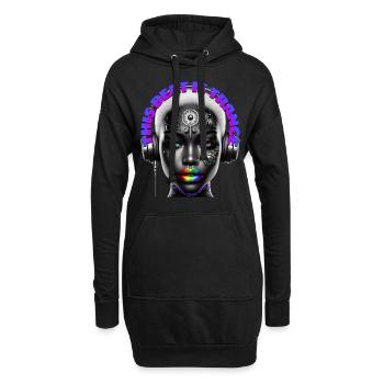 THIS BEAT IS TRANCE - Cool Woman with Headphones! - Hoodie Dress - black - Front