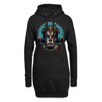GIMME! BASS! GIMME! - Cool Woman with Headphones! - Hoodie Dress - black - Front