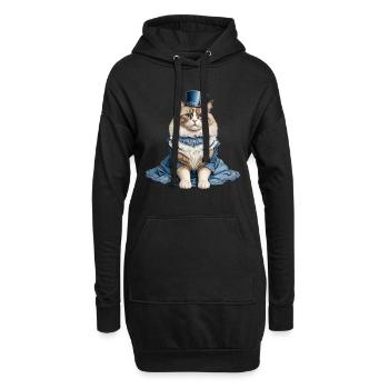 Schöne Katzendame - Hoodie-Kleid - Schwarz - Vorne