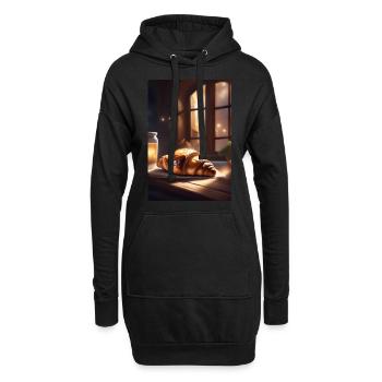 Croissants - Sweat-shirt à capuche long Femme - noir - Devant