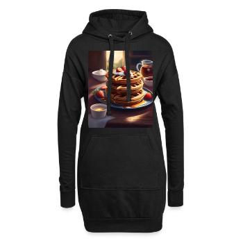 Frühstücks-Pfannkuchen - Hoodie-Kleid - Schwarz - Vorne