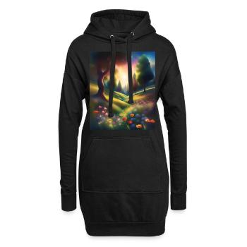 Wunderbares Waldgrafikdesign - Hoodie-Kleid - Schwarz - Vorne