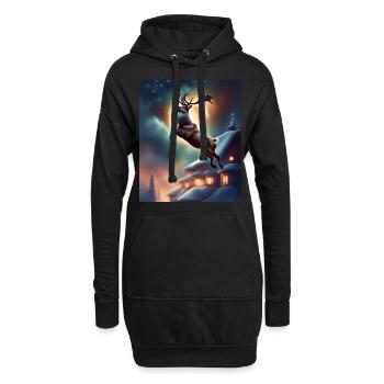 Das Weihnachtsrentier des Weihnachtsmanns - Hoodie-Kleid - Schwarz - Vorne