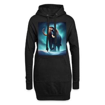 Cool mammoth and a human - Hoodie Dress - black - Front
