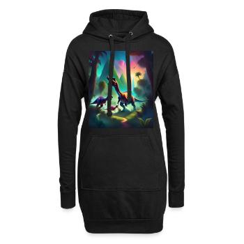 Conception de t-shirt dinosaures graphiques colorés - Sweat-shirt à capuche long Femme - noir - Devant