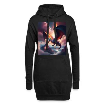 Drache fliegt über die Berge - Hoodie-Kleid - Schwarz - Vorne