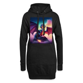 Drache auf einer Klippe - Hoodie-Kleid - Schwarz - Vorne