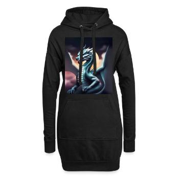 Grauer Drache - Hoodie-Kleid - Schwarz - Vorne
