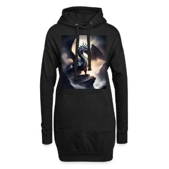 Dunkler Schattendrache - Hoodie-Kleid - Schwarz - Vorne