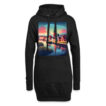 Une ville du Danemark - Sweat-shirt à capuche long Femme - noir - Devant
