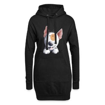 Witziger Bullterrier Kopf I Bull Terrier Hund - Hoodie-Kleid - Schwarz - Vorne