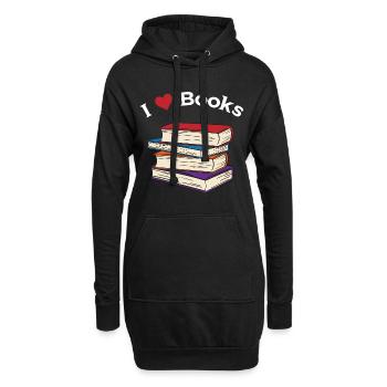 Livre livres amour - Sweat-shirt à capuche long Femme - noir - Devant