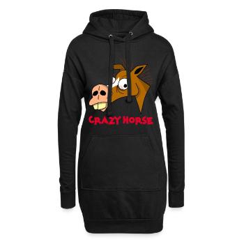 verrücktes Pferd - Hoodie-Kleid - Schwarz - Vorne