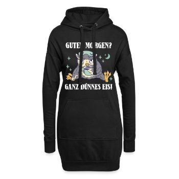 Guten Morgen Ganz dünnes Eis Nachteule - Hoodie-Kleid - Schwarz - Vorne