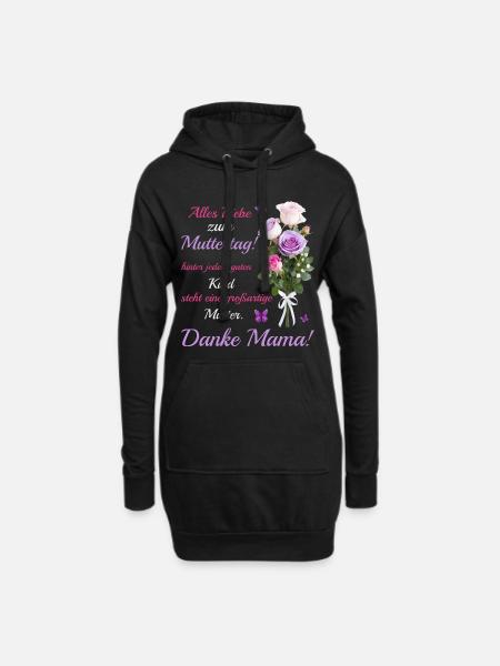 Bonne fête des mères - Sweat-shirt à capuche long Femme - noir