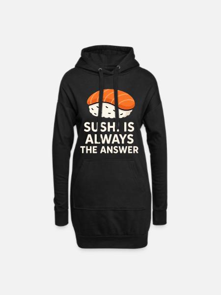 Le sushi est toujours la solution - Sweat-shirt à capuche long Femme - noir