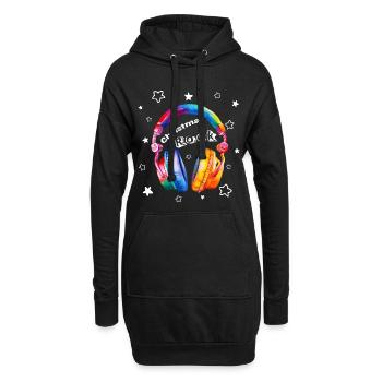 Christmas Rock Kopfhörer Weihnachten cool - Hoodie-Kleid - Schwarz - Vorne