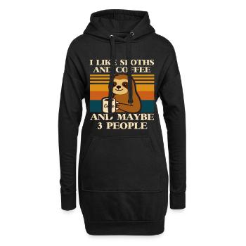 Faultier Kaffee Spruch Retro Humor Sloth Tier  - Hoodie-Kleid - Schwarz - Vorne