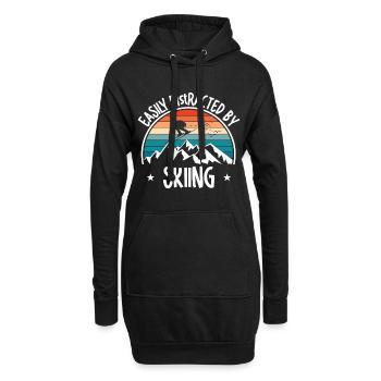 Ski Skiing Skifahrer Skisport Langlauf Biathlon - Hoodie-Kleid - Schwarz - Vorne