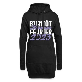 Annonce grossesse. bientôt Maman Février 2023.mama - Sweat-shirt à capuche long Femme - noir - Devant