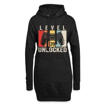 Level 39 Unlocked 39 Jahre Geburtstag Geschenk - Hoodie-Kleid - Schwarz - Vorne