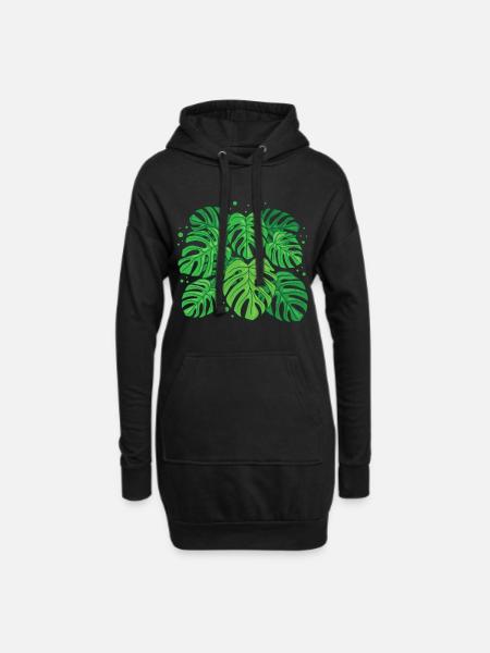 Monstera Deliciosa - Hoodie-Kleid - Schwarz