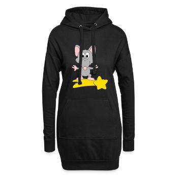 RATTE - STERNSCHNUPPE - STERNE - TIER - TIERISCH - Hoodie-Kleid - Schwarz - Vorne