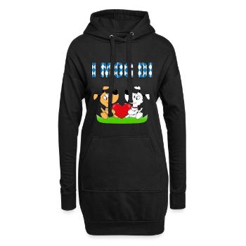 HUND - HUNDE - LIEBE - HERZ - VERLIEBT - I MOG DI - Hoodie-Kleid - Schwarz - Vorne