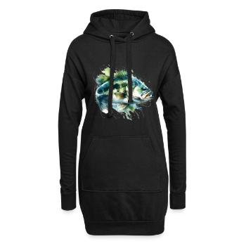 Barsch-Fisch - Hoodie-Kleid - Schwarz - Vorne