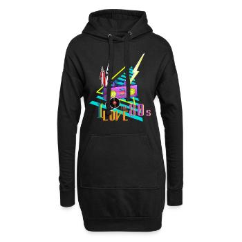J'adore les années 80 j'aime la fête des années 80 stéréo - Sweat-shirt à capuche long Femme - noir - Devant