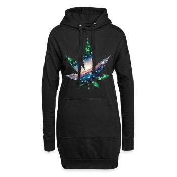 Galaxy Hanfblatt - Cannabis - Weed - Hoodie-Kleid - Schwarz - Vorne
