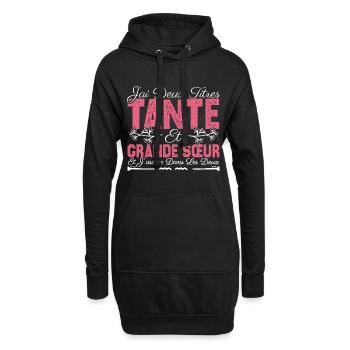 J'ai deux titres tante et Grande Sœur Cadeau . - Sweat-shirt à capuche long Femme - noir - Devant