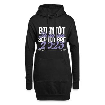 Annonce grossesse. bientôt Maman Septembre 2023. - Sweat-shirt à capuche long Femme - noir - Devant
