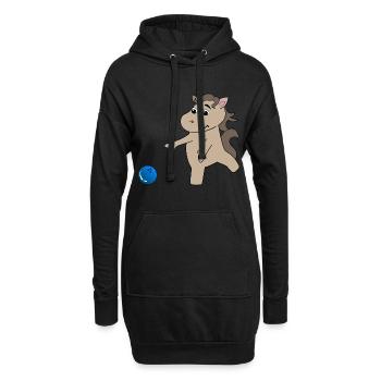 Pferd Fohlen spielt Bowling - Hoodie-Kleid - Schwarz - Vorne