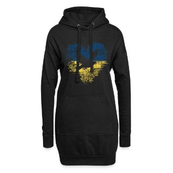 Taube + Herz - Frieden für die Ukraine - Hoodie-Kleid - Schwarz - Vorne
