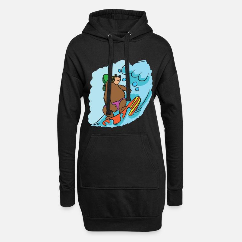 Surfen - Hoodie-Kleid - Schwarz