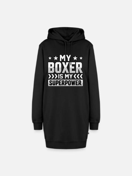 My boxer is my superpower - Hoodie-Kleid - Schwarz