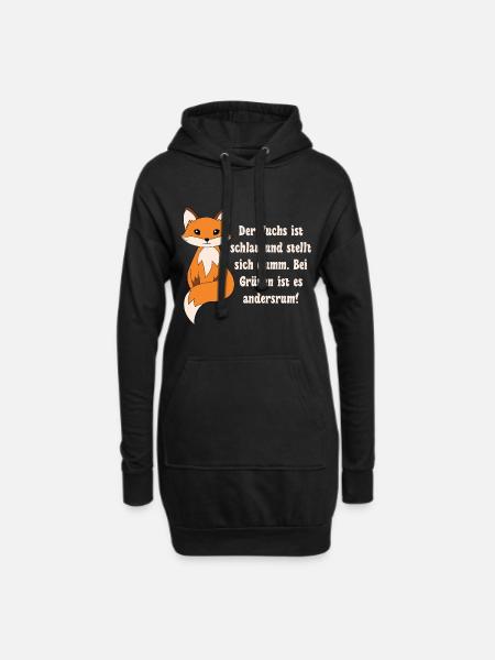 Der Fuchs ist schlau und stellt sich dumm bei Grün - Hoodie-Kleid - Schwarz