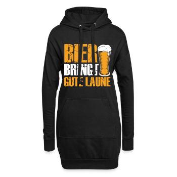 Bier bringt gute Laune, Humor, Spaß, Fun, Genuss, - Hoodie-Kleid - Schwarz - Vorne