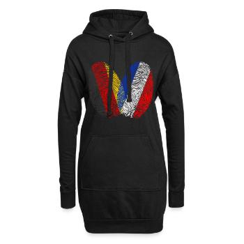 Empreinte digitale Hollande Pays-Bas Néerlandais - Sweat-shirt à capuche long Femme - noir - Devant