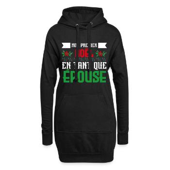 mon premier Noël en tant que Epouse - Sweat-shirt à capuche long Femme - noir - Devant