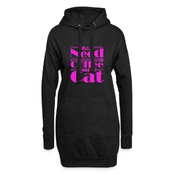 Kaffee trinken Katze Liebhaber Geschenke Alles, was ich brauche ist - Hoodie-Kleid - Schwarz - Vorne